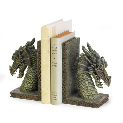 Gifts and Decor Fierce Dragon Mystical Muted Soft Green Color Bookend