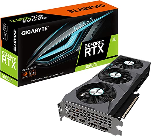 Gigabyte GeForce RTX 3060 Ti Eagle OC D6X 8G Graphics Card, 3X WINDFORCE Fans, 8GB 256-bit GDDR6X, GV-N306TXEAGLE OC-8GD Video Card