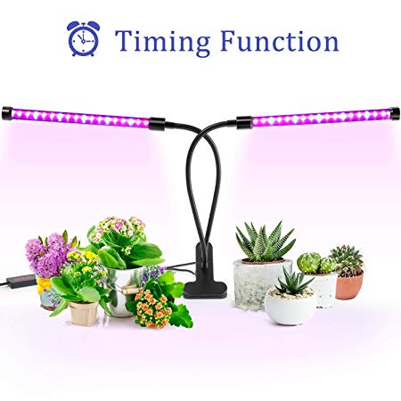 LED Grow Lights for Indoor Plants, 30W LED Grow Lamp Bulbs Plant Lights Full Spectrum, Auto ON & Off with 3/6/12H Timer 5 Dimmable Levels Clip-On Desk Grow Lamp, Triple Head Adjustable Gooseneck