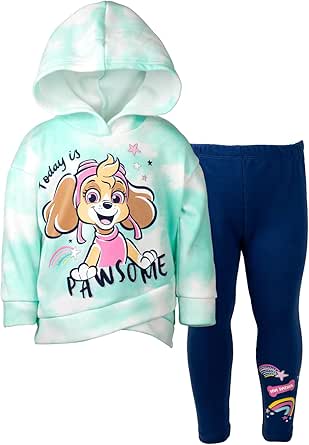 Paw Patrol Everest Skye Girls Pullover Crossover Fleece Hoodie and Leggings Outfit Set Toddler to Little Kid