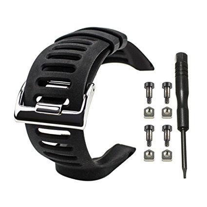 Watch Band Strap, Picowe Watch Band Replacement Soft Rubber for Suunto Ambit 1/2/2S/2R/3 Sport/3 Run/3 PEAK - Screwdriver   4 Screws Included