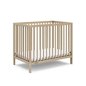 Graco Teddi 4-in-1 Convertible Mini Crib with Bonus Water-Resistant Mattress (Driftwood) – GREENGUARD Gold Certified, 2.75-Inch Mattress Included, Convenient Size, Easy 30-Minute Assembly