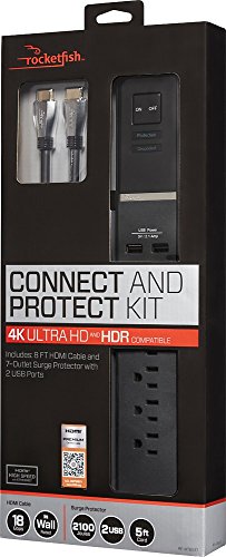 Rocketfish Connect & Protect Surge Protector 4K UHD 7-Outlet 2-USB RF-HTB517