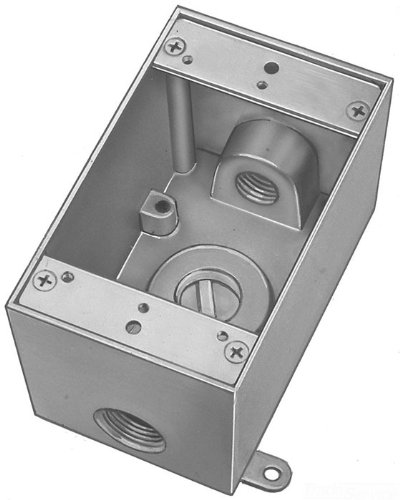 Red Dot IH3-1-LM Device Outlet Box, 1 Gang, 3 Hub, 2-13/16-Inch Width by 2-Inch Depth by 4-9/16-Inch Height, Silver