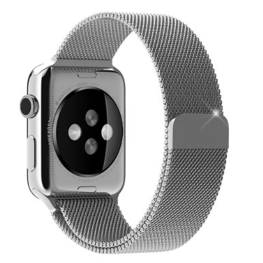 Apple Watch Band Marge Plus Magnetic Closure Clasp Milanese Loop Stainless Steel Mesh Bracelet Strap Replacement Band for Apple Watch Silver 42mm