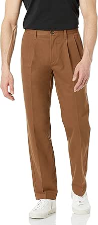 Amazon Essentials Men's Classic-Fit Wrinkle-Resistant Pleated Chino Pant (Available in Big & Tall)