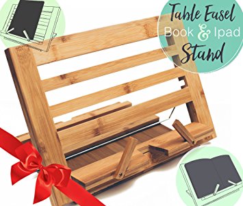 Bamboo Table Easel and Book Stand - Artist Table Easel for Kids and Adults - Wooden Book Holder for Reading