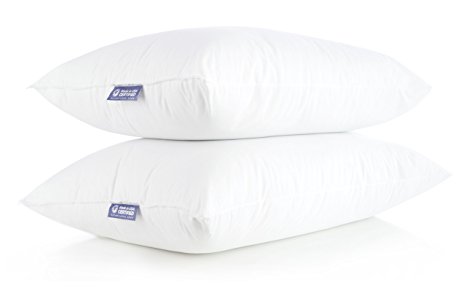 100% Made in USA Pillow – Queen Size Bed Pillows for Sleeping on All American Materials and Craftsmanship (2 Pack) - Premium Hypoallergenic Down Alternative Poly Fiber Fill and Satisfaction Guarantee