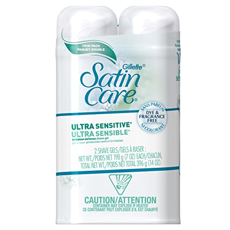 Gillette Satin Care Shave Gel, Ultra Sensitive, Twin Pack (7 Ounce Each)