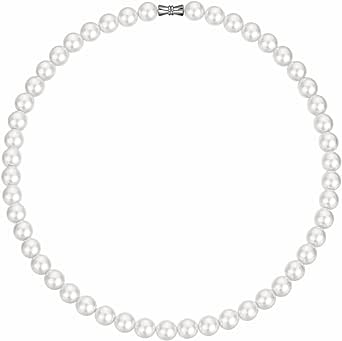 Candyfancy Perlenkette Herren Choker Perlen Kette Weiße Runde Simulierte Glasperlen Kette, 40/45/50/55/60CM Lange Halskette Perlen Weiß für Männer Damen Frauen und Mädchen Geschenke,Perlen 6/8/10mm