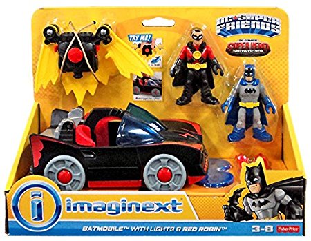 Fisher-Price Imaginext DC Super Friends Batmobile with Lights and Red Robin