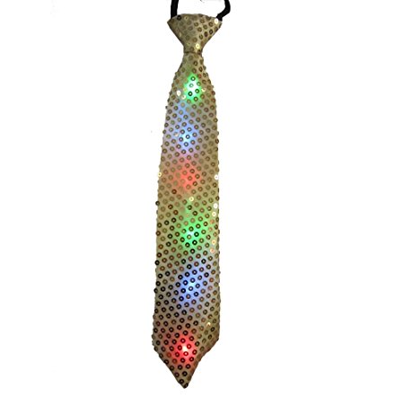 Gold Sequin LED Flashing Light Up Tie