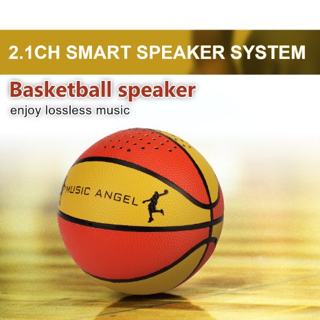 MUSIC ANGEL®Portable Wireless Bluetooth Speaker with Basketball handmade Design 12 Hours Playtime Speakers Compatible with iPhone iPad Android and Desktop Devices for Indoor/Outdoor/Shower Usage