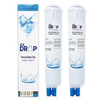 ICE DROP Water Filter Replacement, Compatible with Whirlpool Filter3,4396841,4396710, Kenmore 469030, 2-pack