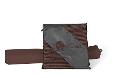 MyQuest Premium Microfiber Towel by Quick Dry Sports Towel For Travel, Yoga, Hiking | Includes Compact Carry Pouch and | Antimicrobial | 3 Sizes, 5 Colors