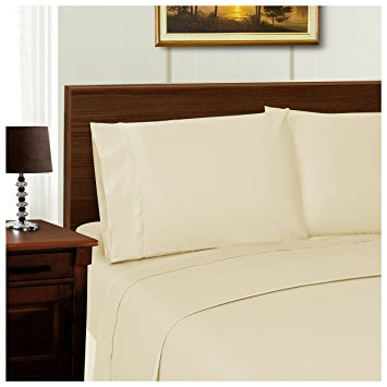 Superior 1000 Thread Count Silky Soft Tencel Blend Wrinkle Resistant, Deep Pocket, 3-Piece Twin XL Sheet Set, Solid Ivory