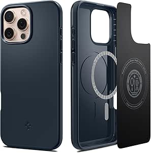 Spigen Thin Fit MagFit Designed for iPhone 16 Pro Max Case [Hard Shell] [Military-Grade Protection] Compatible with MagSafe - Metal Slate