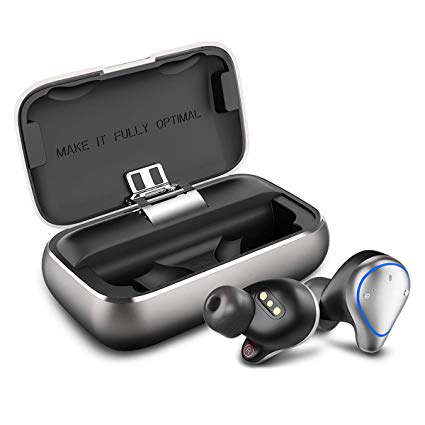 Bokman True Wireless Earbuds, O5 Bluetooth 5.0 Headphones, Bass HiFi Stereo In-ear Earphones with Mic, 7-9 Playback Hours IPX7 Waterproof Noise Cancelling Headsets (Space Grey)