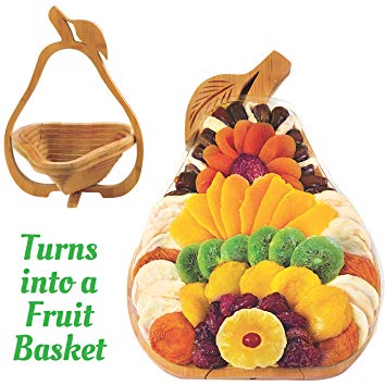 Large Premium Dried Fruit Gift Basket Pear Tray, Multi-Functional Foldable Tray, Trivet and Fruit Basket 31 OZ