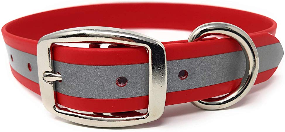 Heavy Duty Reflective Dog Collar - Adjustable Dog Collar with Durable Metal Buckle and Rings Anti-Odor, Chew Resistant, Waterproof Dog Collar 5 Adjustable Sizes for Small, Medium, Large, or XL Dogs