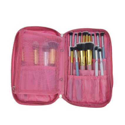 Hotrose® Timed Promotion Multifunctional Makeup Brush Zipper High Quality Cosmetic Case for Travel & Home Use(pink)