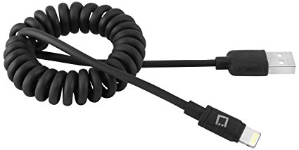 Cellet DA8TCBK Charging and Data Sync Cable for iPhone 7, 7 Plus and other Lightning devices – Lightning 8 Pin to USB - Coiled – Apple Certified – Black