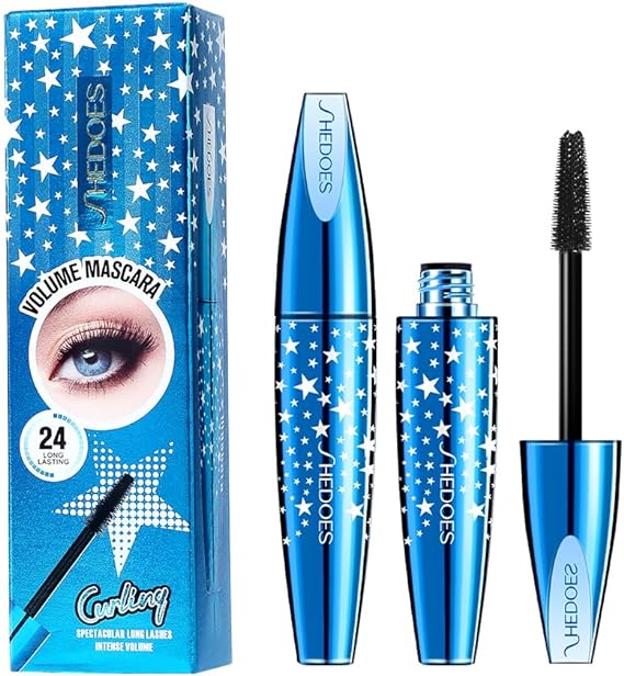 5X Lengthening,Volumizing & Black Waterproof Mascara,Infused with Bamboo Extract and Fibers,Non-Clumping,Non-Smudge, Non-Flaking,Long Lasting All Day,Hypoallergenic Formula,Intense Black(Pack of 1)