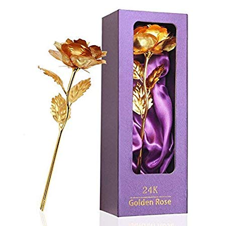 Women Gifts, Gold Rose Flower Present 24K Golden Foil with Luxury Gift Box Great Gift Idea for Valentine's Day, Mother's Day, Thanksgiving Day, Christmas, Birthday, Anniversary