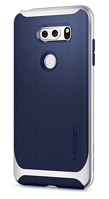 Spigen Neo Hybrid LG V30 Case Herringbone with Flexible Inner Protection and Reinforced Hard Bumper Frame for LG V30 (2017) - Satin Silver