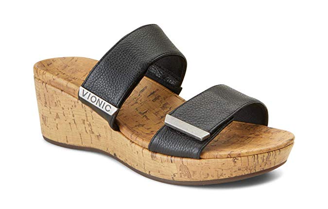 Vionic Women's Atlantic Pepper Adjustable Platform Sandal - Ladies Wedge with Concealed Orthotic Arch Support