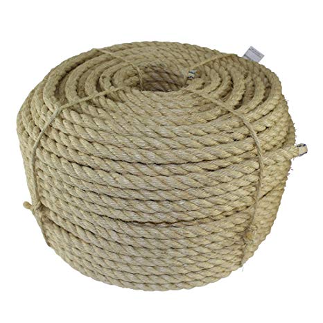 Twisted Sisal Rope (1/2 inch) - SGT KNOTS - All Natural Fibers - Moisture/Weather Resistant - Marine, Decor, Projects, Cat Scratching Post, Tie-Downs, Wicker Chair, Indoor/Outdoor (100 feet)