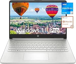 HP 14 Ultral Light Laptop for Student and Business, Intel Pentium Silver N5030 Processor, 8GB RAM, 128GB SSD, Intel UHD Graphics, 1-Year Microsoft 365, Wi-Fi 5, Bluetooth 5, Windows 11 Pro