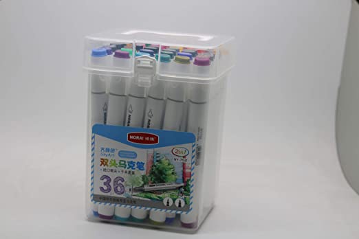 36 Colors Artist Necessary Graphic Marker Pen - Animation Design for Drawing Coloring Highlighting and Underlining (Student 12 Colors White) (36 Colors)
