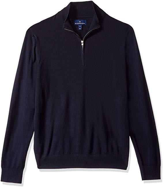 BUTTONED DOWN Men's Italian Merino Wool Lightweight Cashwool Quarter-Zip Sweater