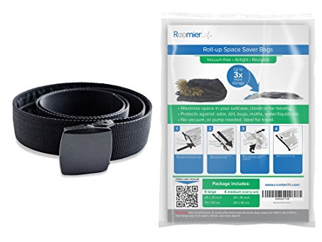 Travel Security Belt with Hidden Money Pocket - Cashsafe Anti-Theft Wallet - Non-Metal Buckle by RoomierLife