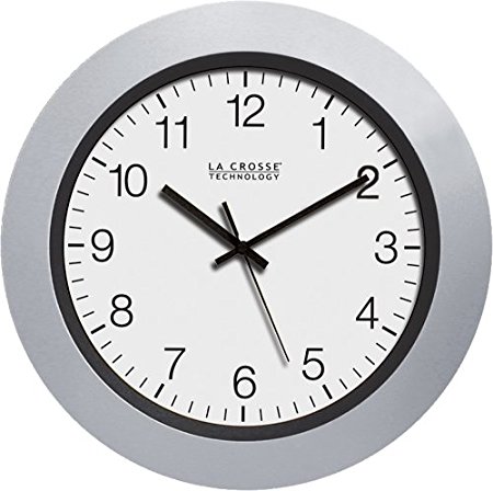 La Crosse Technology WT-3102S 10-Inch Atomic Analog Wall Clock, Silver