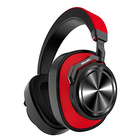 Bluedio T6 (Turbine) Active Noise Canceling Bluetooth Headphones Stereo Wireless Over-ear Headphones Built in Mic, Cloud Service ,25 Hours Playtime with Comfortable Earpads (Red)