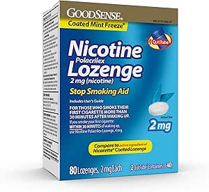 GoodSense Coated Ice Mint Nicotine Polacrilex Lozenges, 2 mg, Stop Smoking Aid, 80 Count