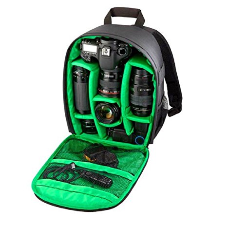 Pooqdo® For Sony Camera Backpack Bag Waterproof DSLR Case for Canon for Nikon(Green)