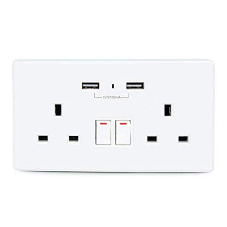 VIGICA 2.1A USB Charger 13A WiFi Wall Socket Smart Switch Outlet Plug Compatible with Amazon Alexa Echo and Google Assistant IFTTT,No Hub Required