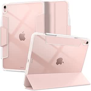 Spigen Ultra Hybrid Pro Designed for iPad Air 11 Inch Case (2024), 10.9 Inch 5th/4th Generation Case (2022/2020) with Transparent Back and Pencil Holder - Rose Gold