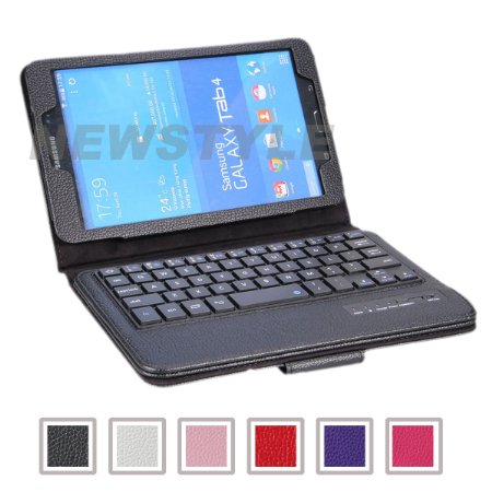 NEWSTYLE Removable Wireless Bluetooth Keyboard ABS Plastic Laptop Stylish Keys and Protective Case For Samsung Galaxy Tab 4 80 80 inch Tablet T330 T331 T335 Black