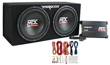 Mtx TNP212D2 12-Inch 1200W Dual Loaded Subwoofer Audio Sub with Box with Amplifier with Amp Kit