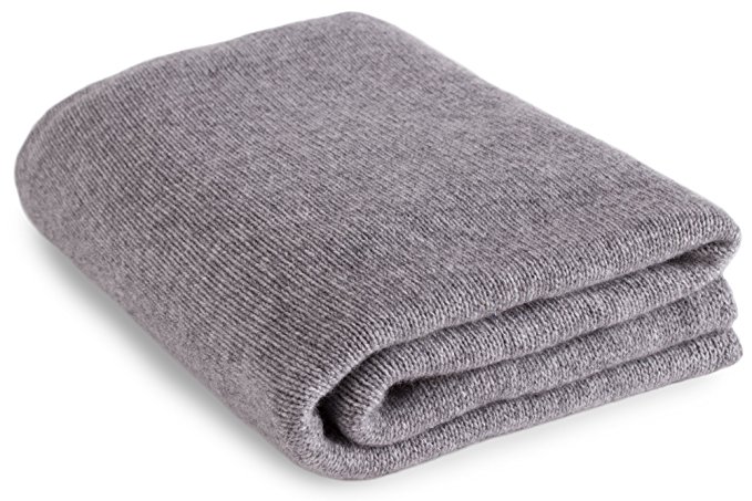 Luxurious 100% Cashmere Travel Wrap Blanket - Light Gray - handmade in Scotland by Love Cashmere RRP $660