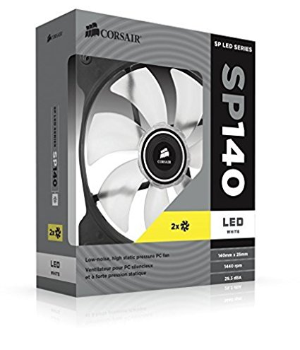 Corsair Air Series SP 140 LED White High Static Pressure Fan Cooling - twin pack