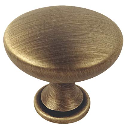 Cosmas 5305BAB Brushed Antique Brass Traditional Round Solid Cabinet Hardware Knob - 1-1/4"