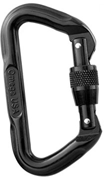 Omega Standard Locking D Carabiner, Black