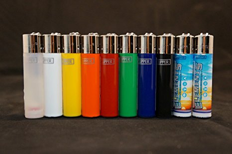 10 New Refillable Original Clipper Lighters 8 Solid Colors & 2 Element Design