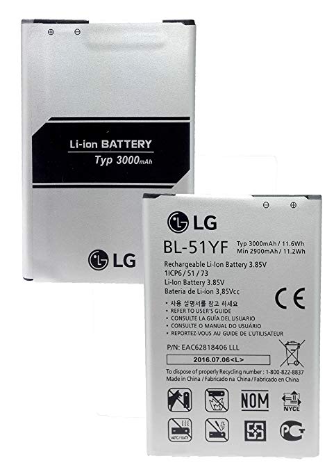 Genuine OEM 3000mAh / EAC62858501 LG Battery BL-51YF Metallic Gray for LG G4 H815T H818P DS1402 G Stylo G Stylo LTE G Stylus HDTV Dual SIM G4 Dual SIM G4 Dual-LTE G4 Note G4 Pro in a Non-Retail Pack