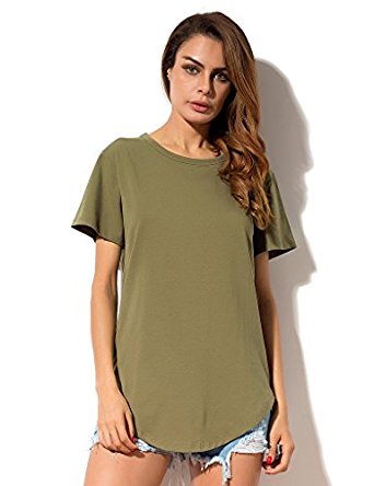 MSHING Women's Summer Simple Casual Plain Loose T-Shirt Tops
